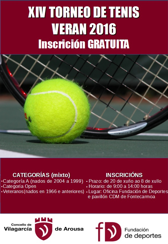 Cartel del XIV Torneo de tenis Vilagarcia veran 2016
