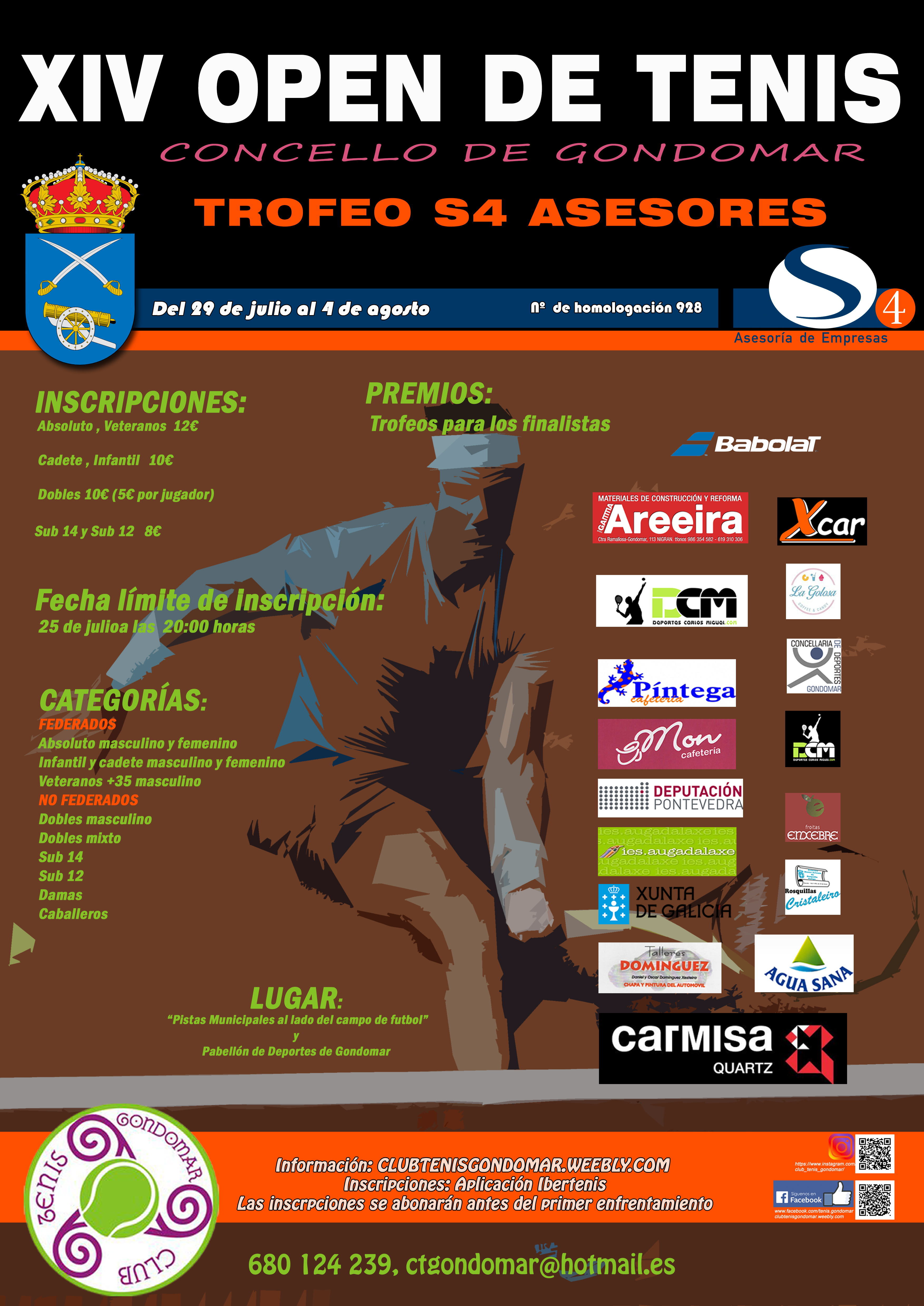 Cartel del XIV Open de Tenis Concello de Gondomar - Trofeo S4 Asesores