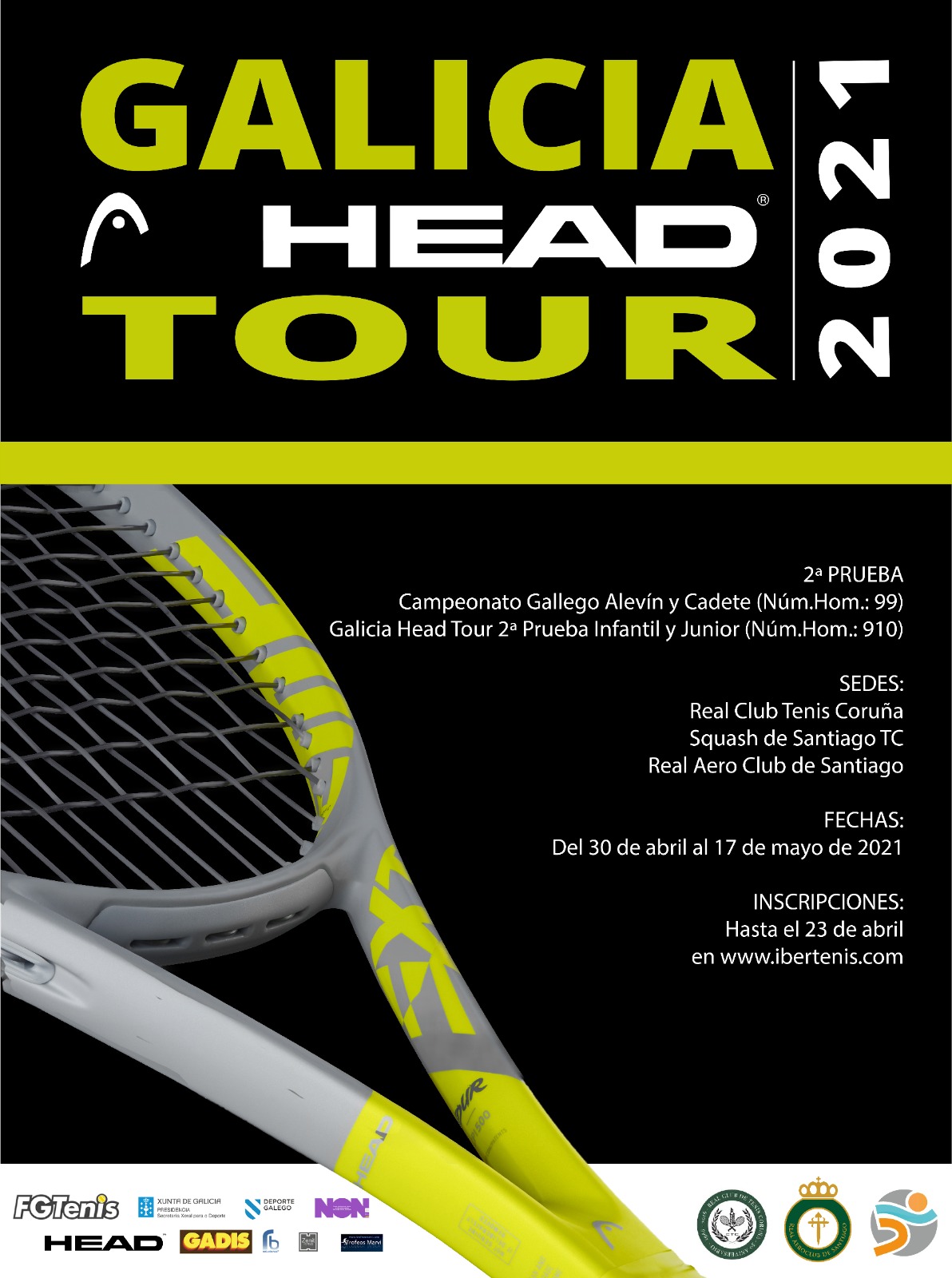 Cartel del GALICIA HEAD TOUR - Campeonatos Gallegos Alevín y Cadete.  Torneo GHT Infantil y Junior 