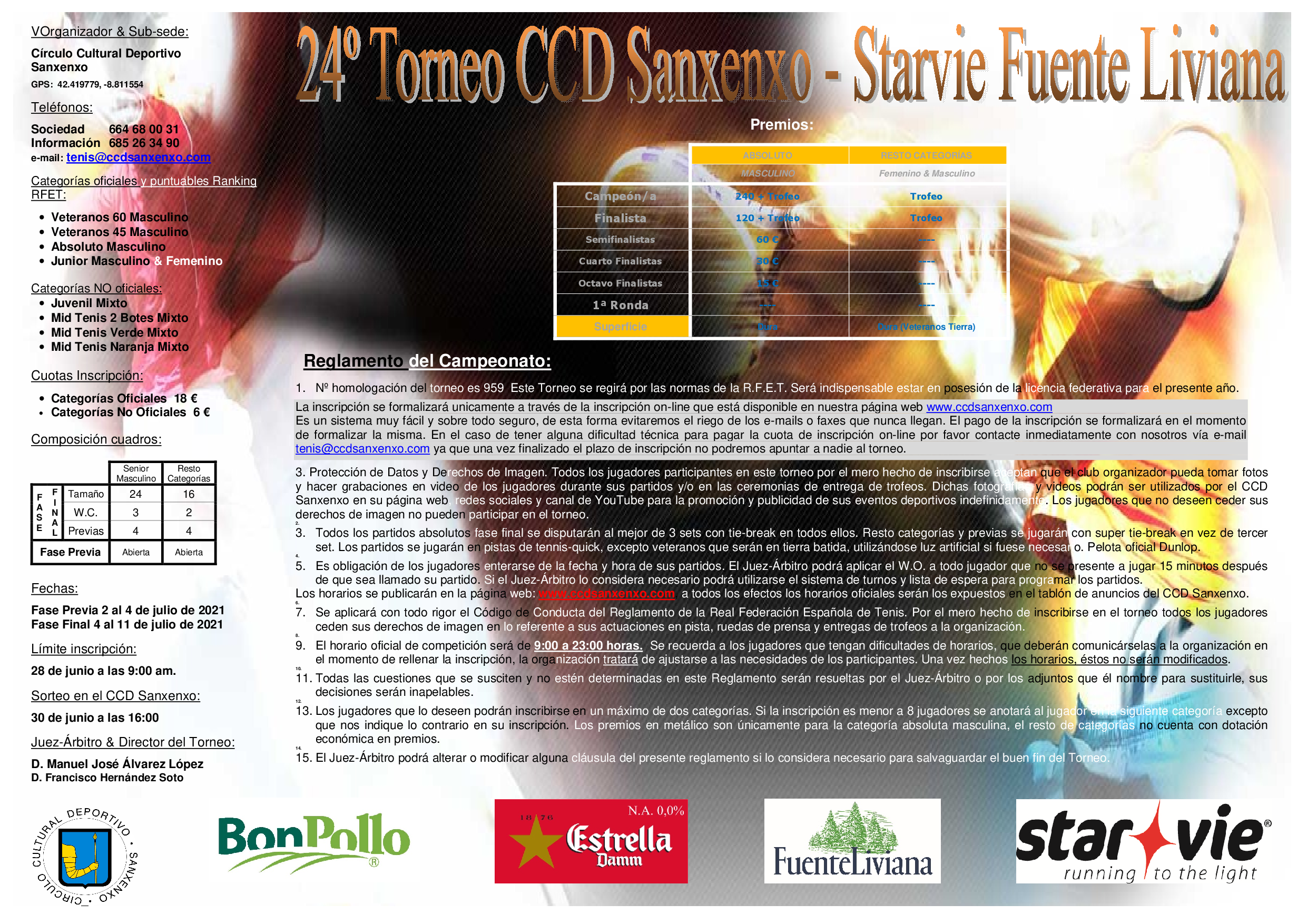 Cartel del 24º Torneo de Tenis CCD Sanxenxo - Fuente Liviana & Starvie 