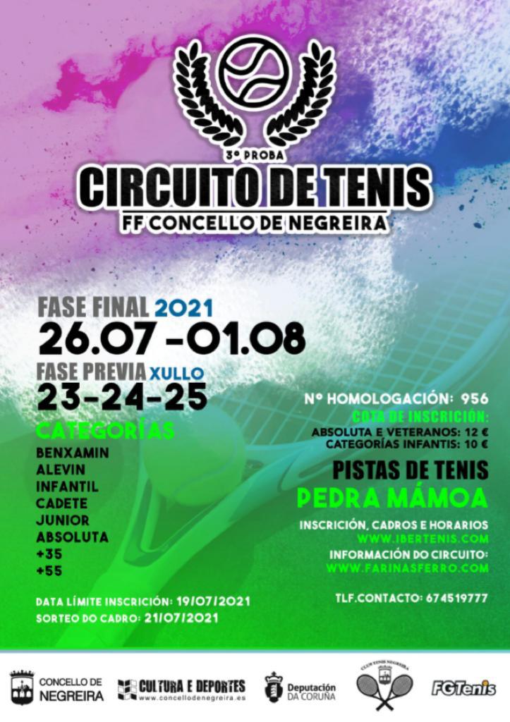 Cartel del 3ª Prueba Circuito FF Raquet Sport Concello de Negreira