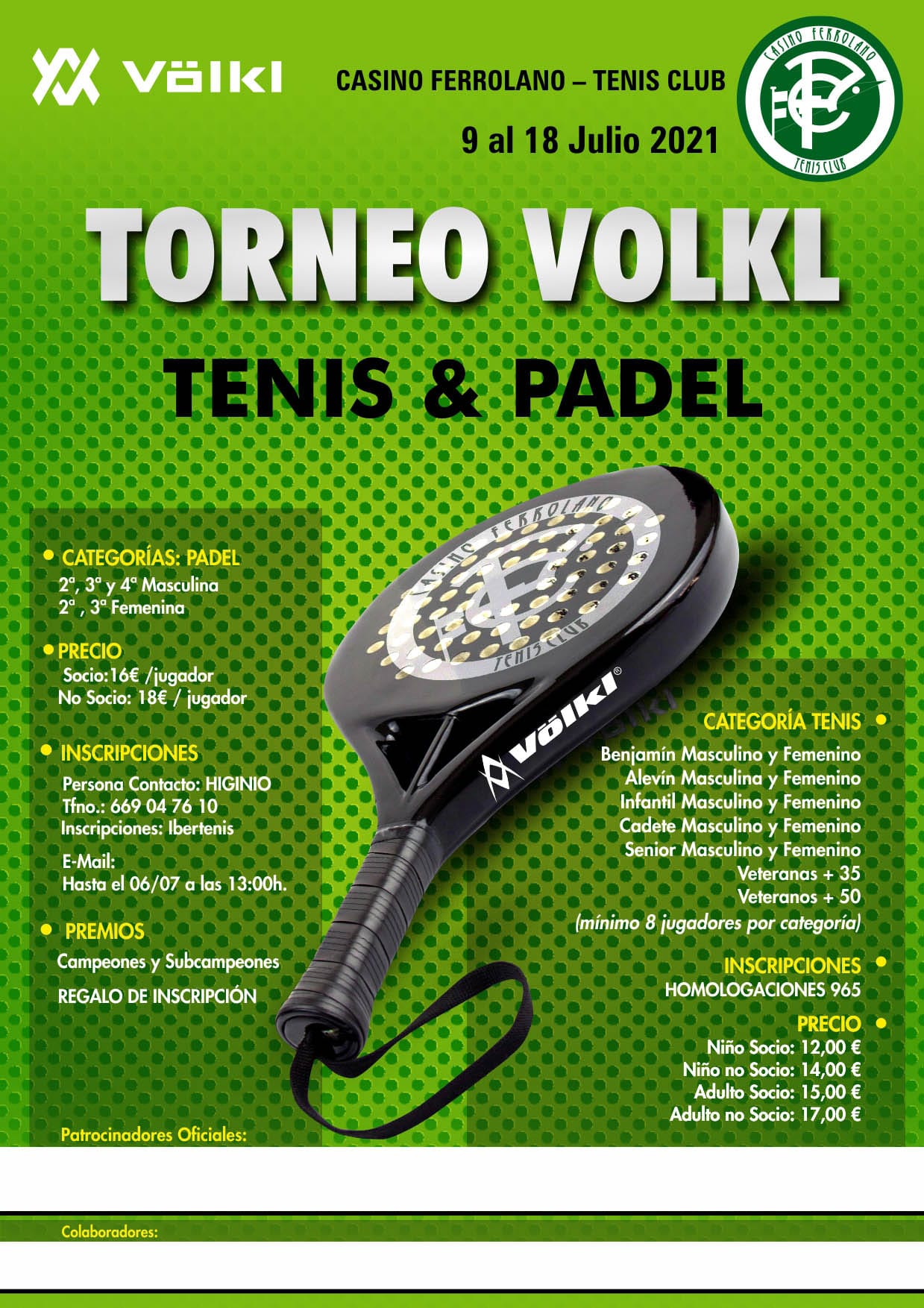 Cartel del TORNEO VOLKL Tenis