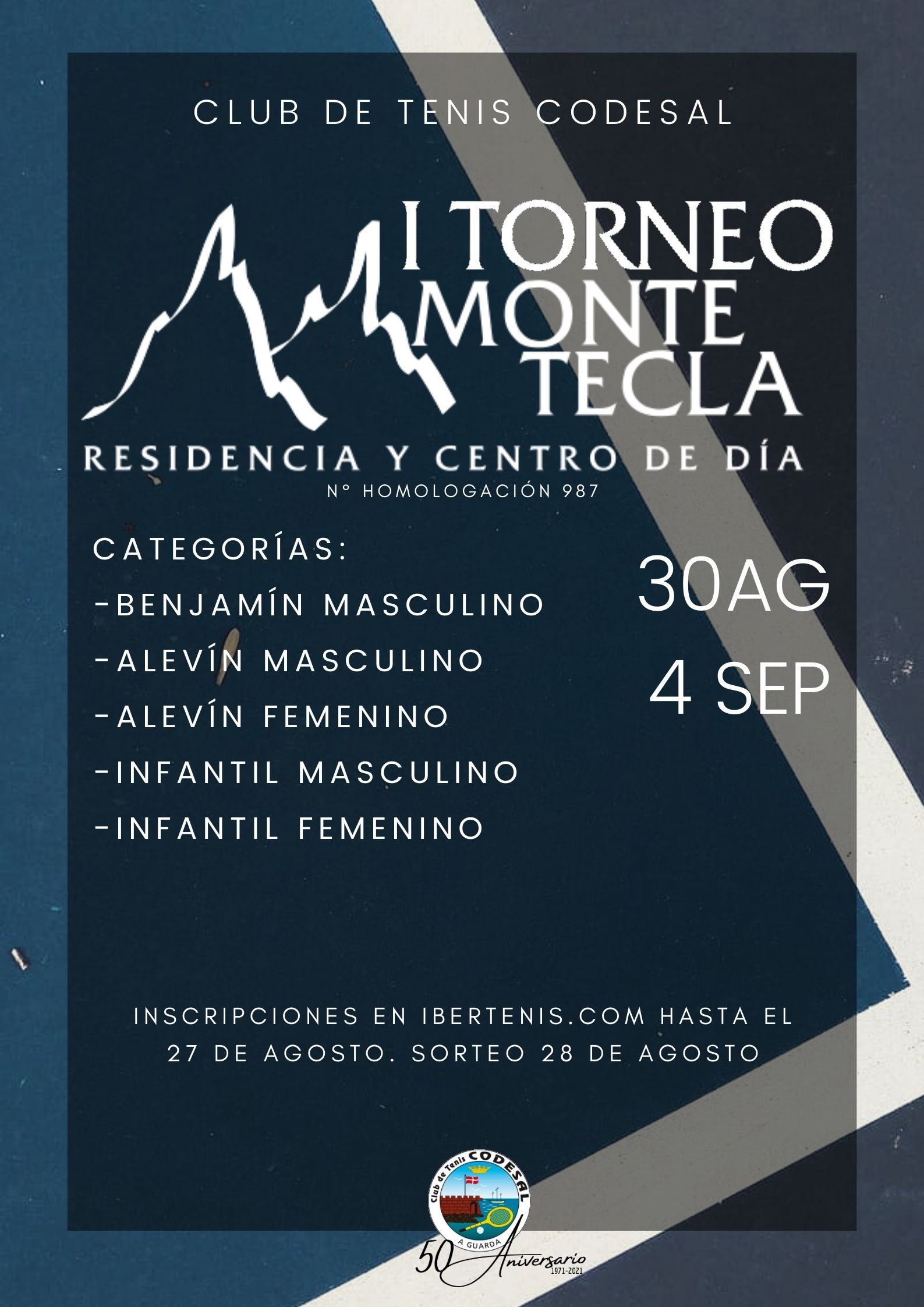 Cartel del I TORNEO RESIDENCIA MONTE TECLA CLUB DE TENIS CODESAL (BENJAMIN, ALEVÍN E INFANTIL)