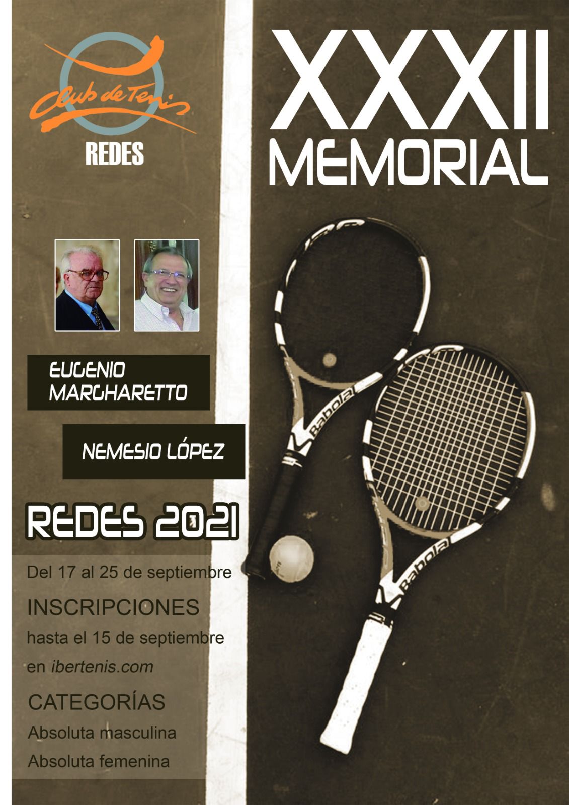 Cartel del XXXII MEMORIAL EUGENIO MARGHARETTO / NEMESIO LÓPEZ - CLUB DE TENIS REDES