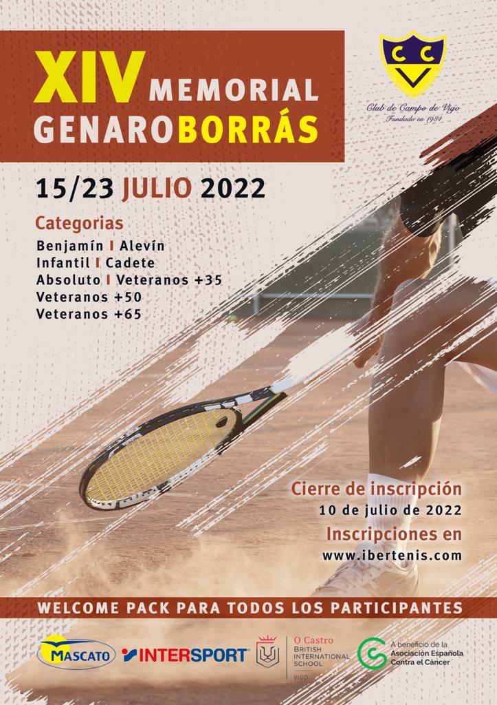 Cartel del Torneo de Tenis  XIV Memorial Genaro Borras  Club de Campo de Vigo