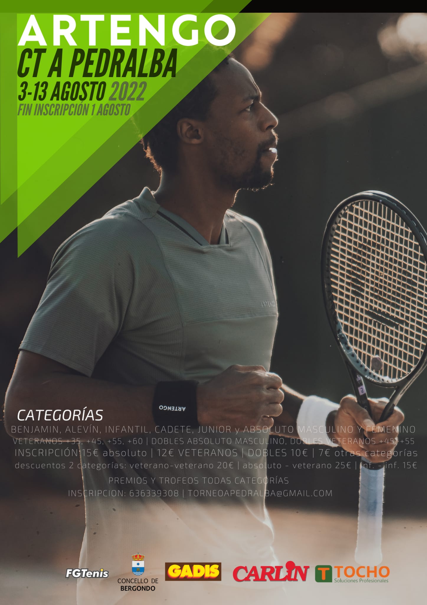 cartel Torneo de Tenis  Federado Club Tenis A Pedralba 2022