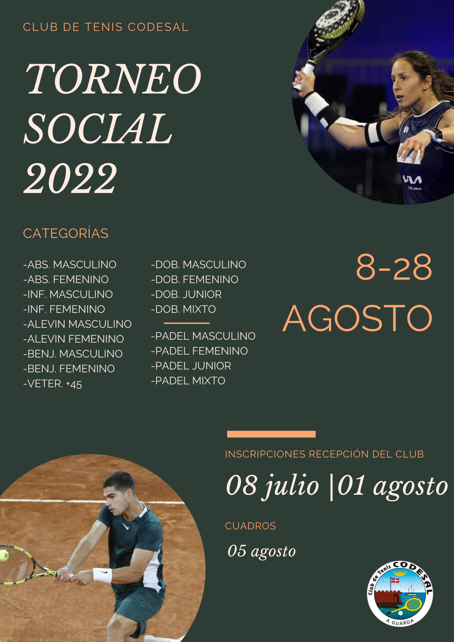 Cartel del Torneo Social 2022 Padel C.T. Codesal