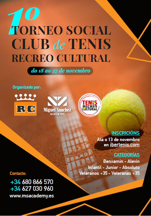 cartel 1º Torneo Social Club de Tenis Recreo Cultural