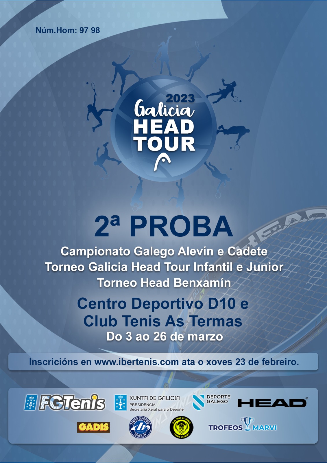 cartel GALICIA HEAD TOUR - Camp. Gallegos alevín y cadete. Torneo GHT infantil y junior. Torneo Benjamín