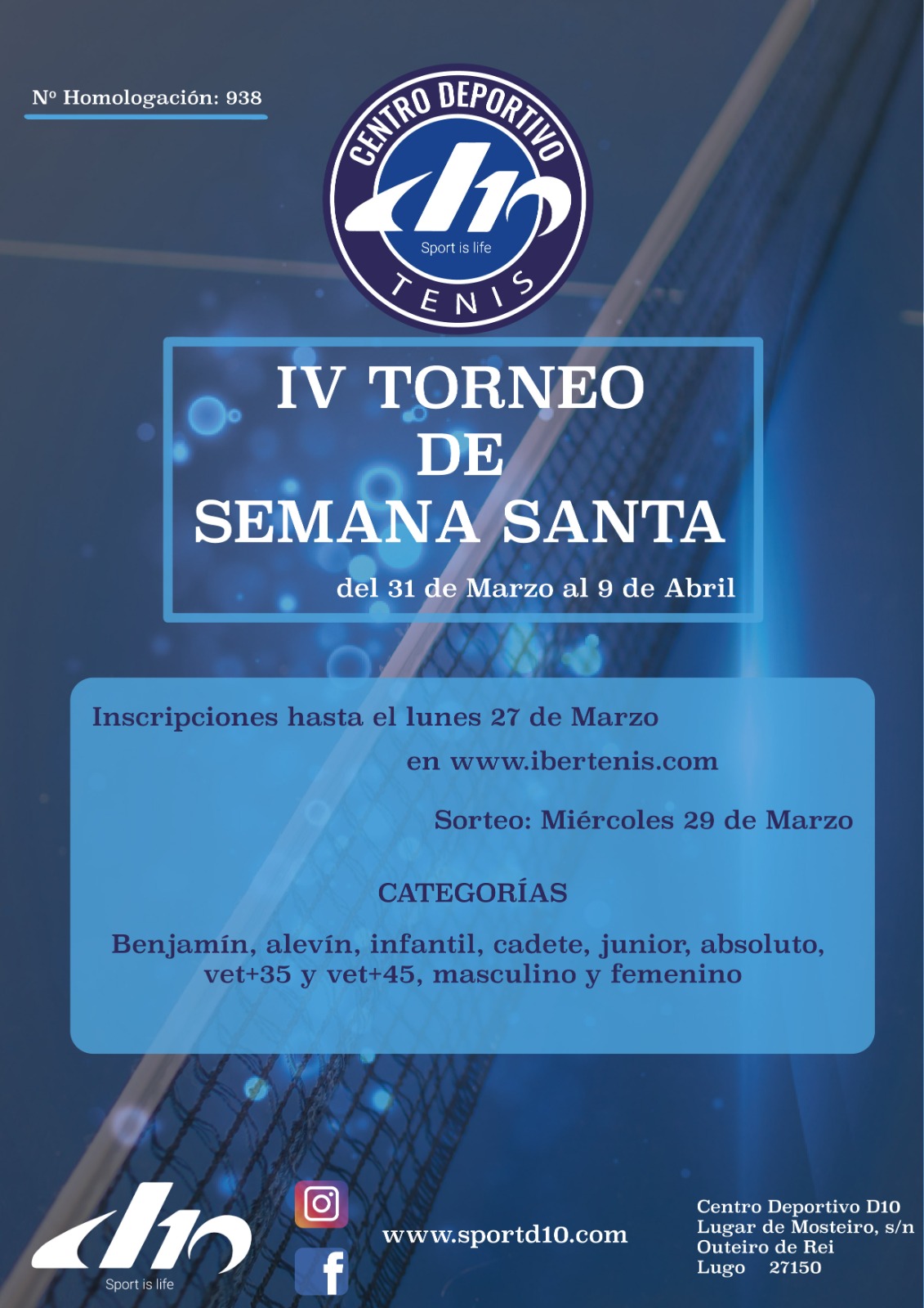 cartel IV TORNEO DE SEMANA SANTA - CENTRO DEPORTIVO D10