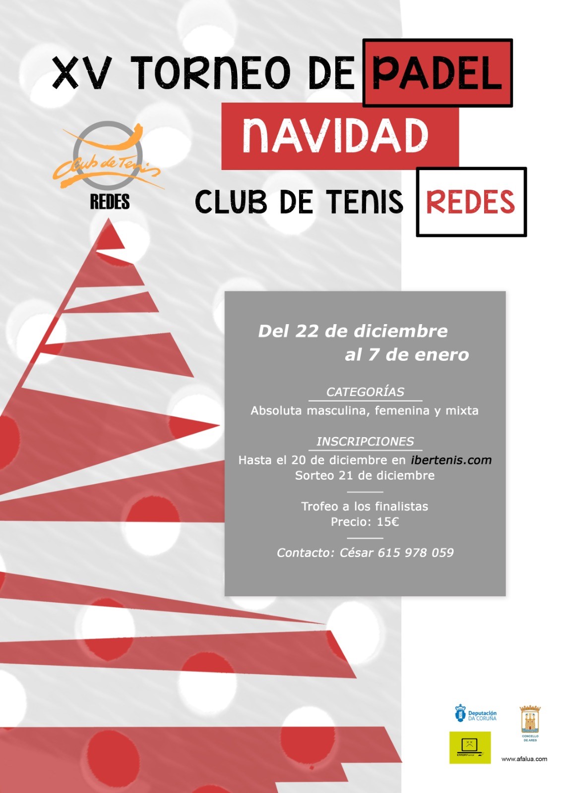 Cartel del XV TORNEO DE NAVIDAD DE PADEL - CLUB DE TENIS REDES