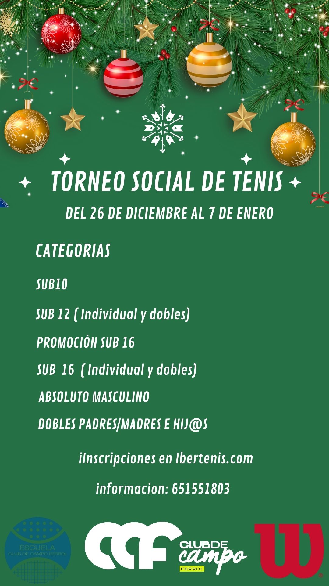 cartel TORNEO SOCIAL DE TENIS NAVIDAD