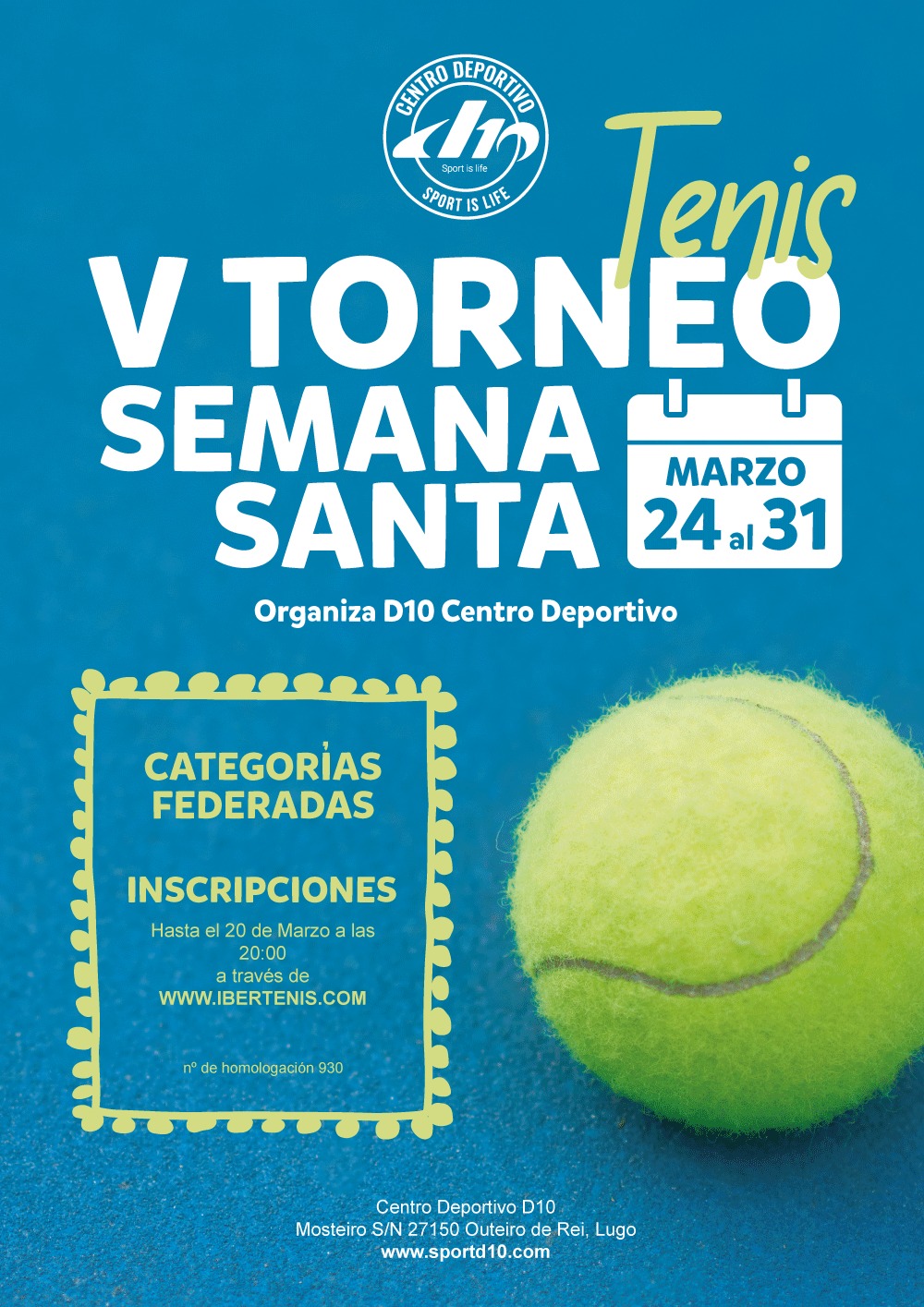 cartel V TORNEO DE SEMANA SANTA - D10 CENTRO DEPORTIVO