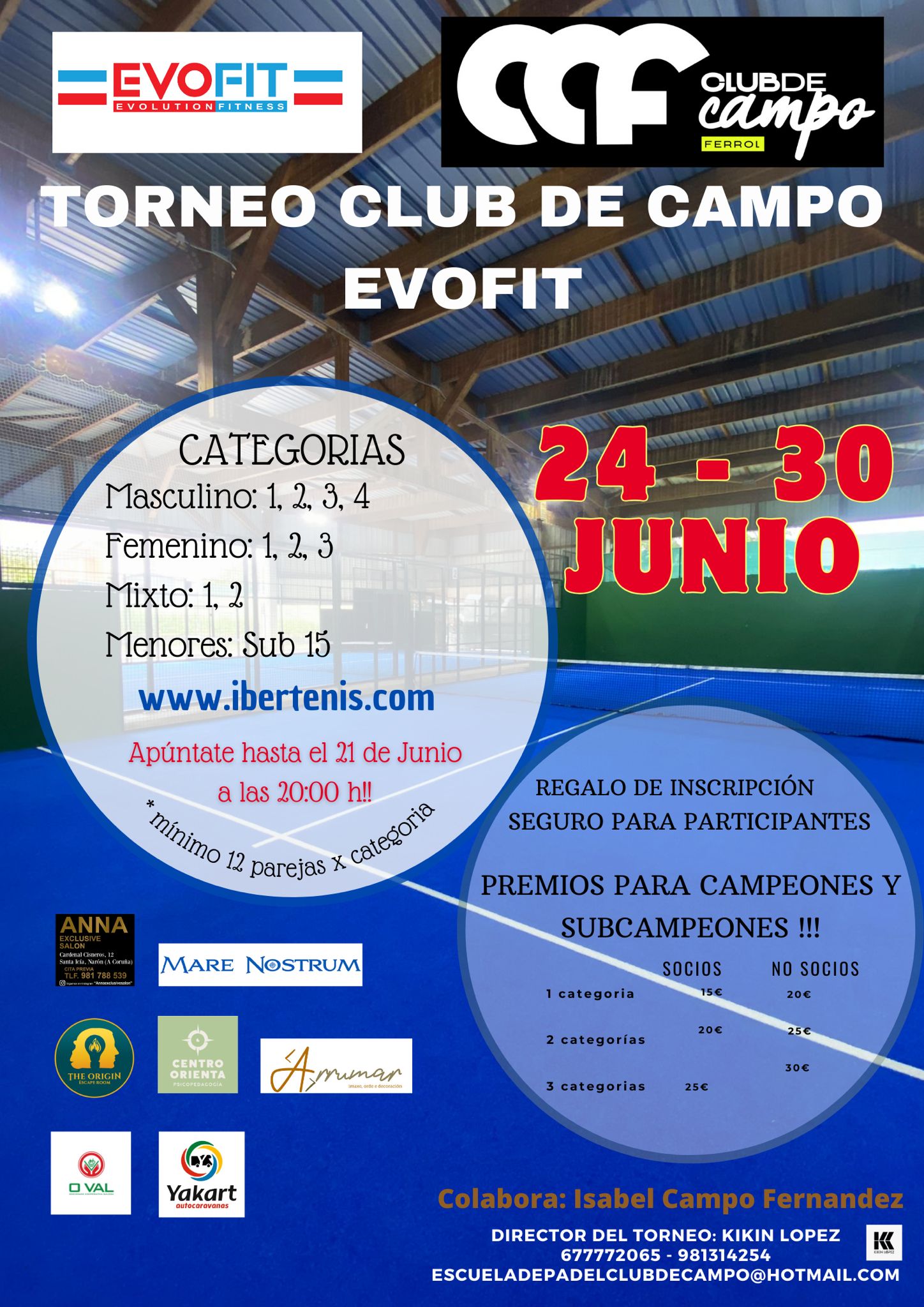 Cartel del TORNEO DE PÁDEL CLUB DE CAMPO EVOFIT