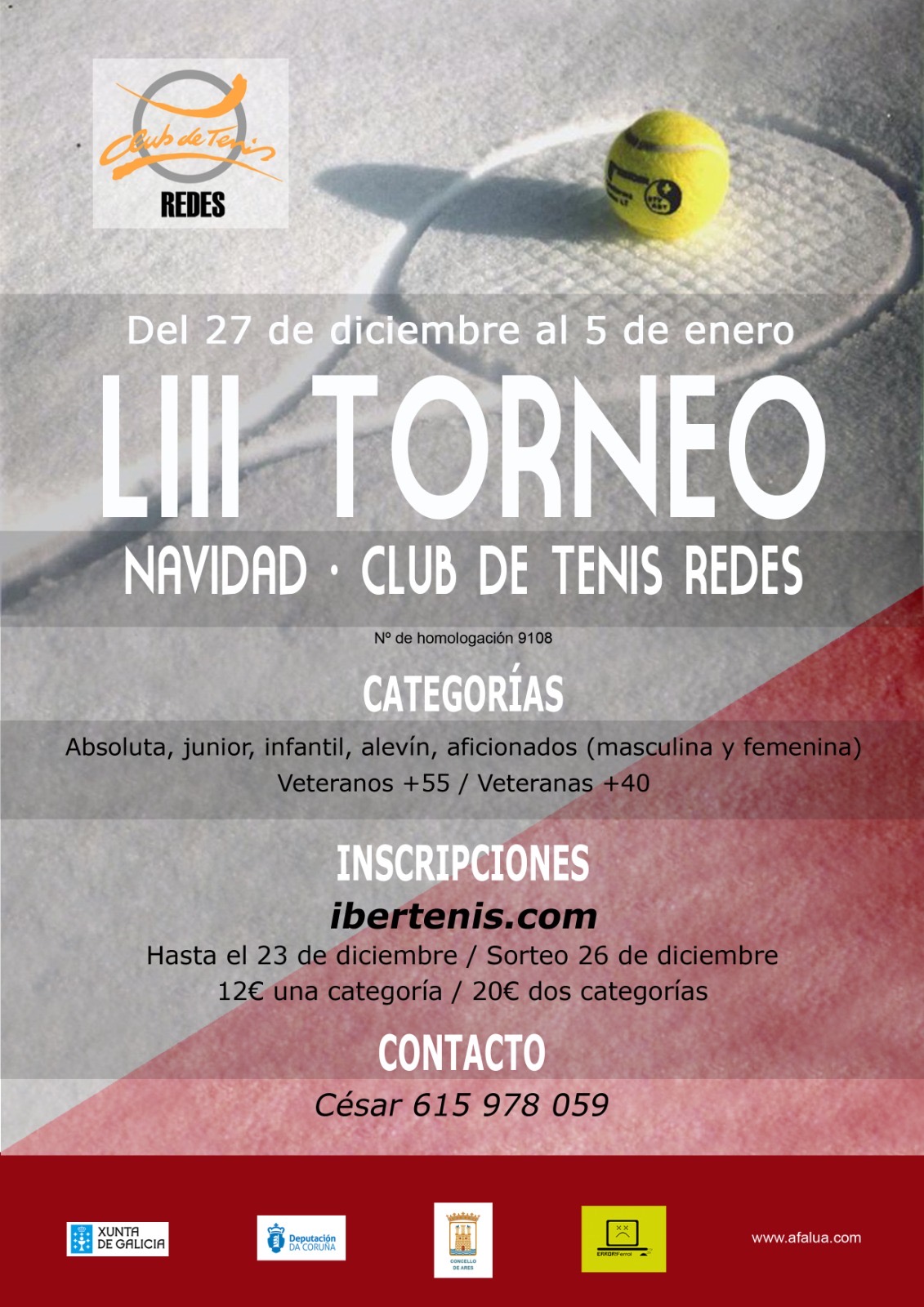 Cartel del LIII TORNEO DE NAVIDAD CLUB DE TENIS REDES