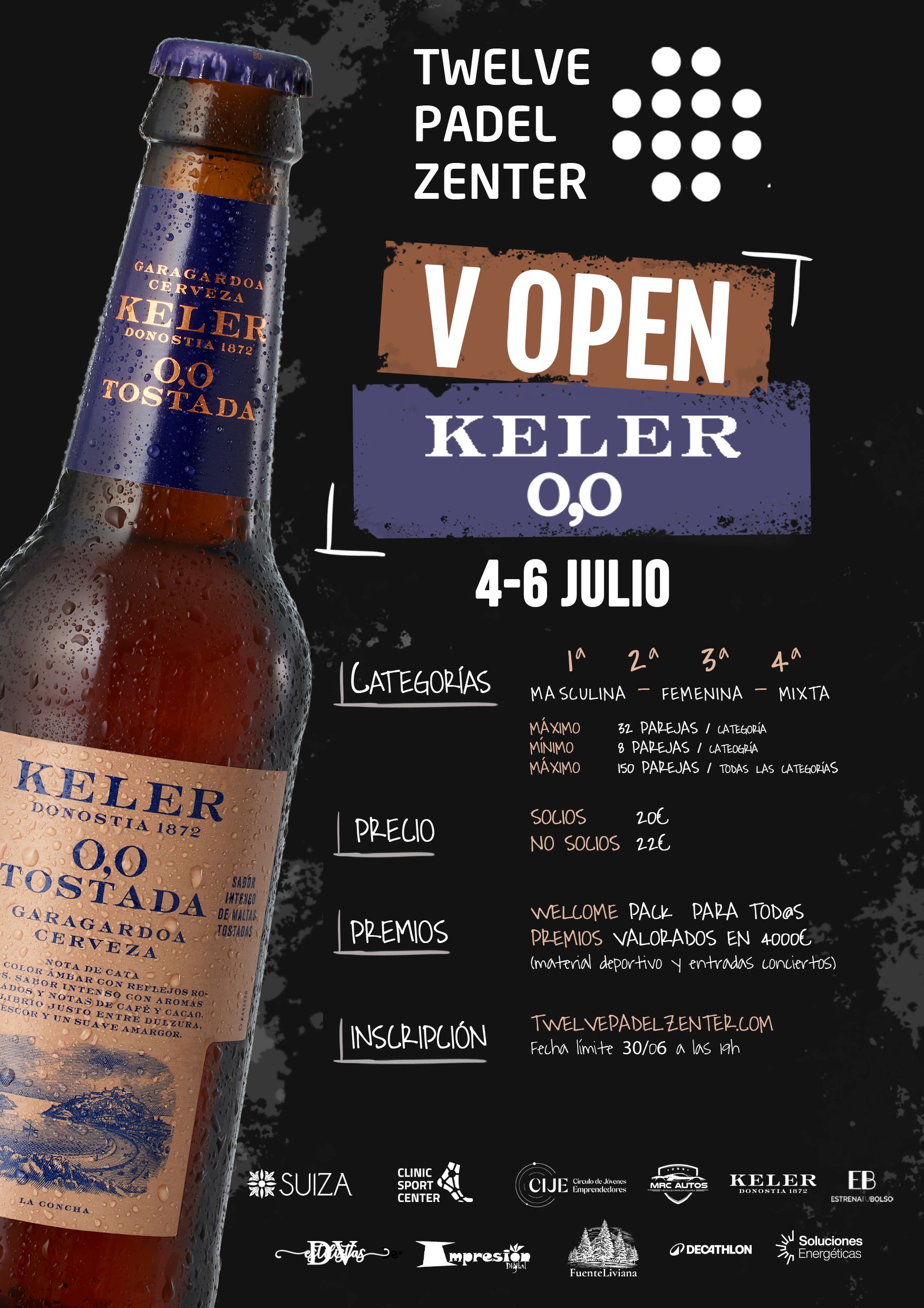 Cartel del 5º OPEN KELLER 0,0 - TWELVE PADEL ZENTER VIGO