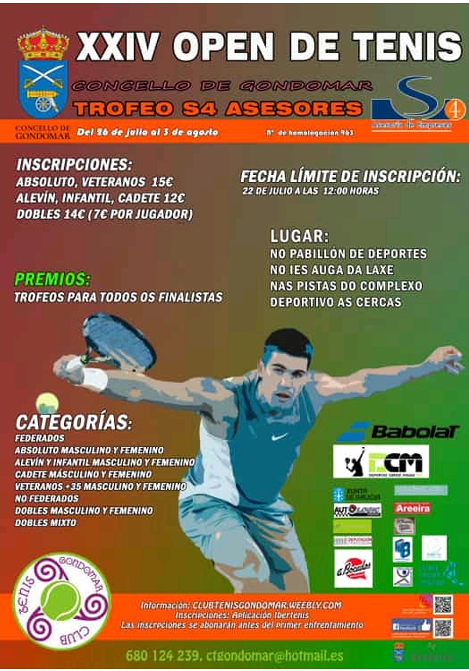 Cartel del XXIV OPEN DE TENIS CONCELLO DE GONDOMAR, TROFEO S4 ASESORES
