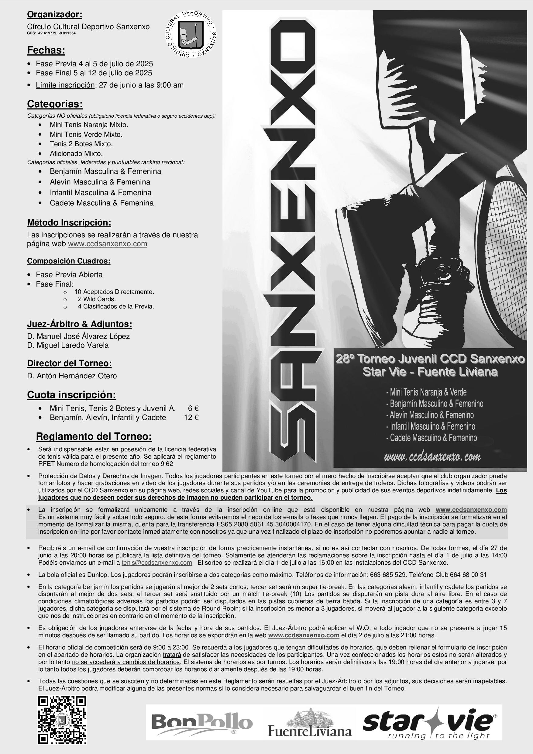 cartel 28º Torneo Juvenil CCD Sanxenxo StarVie - Fuente Liviana