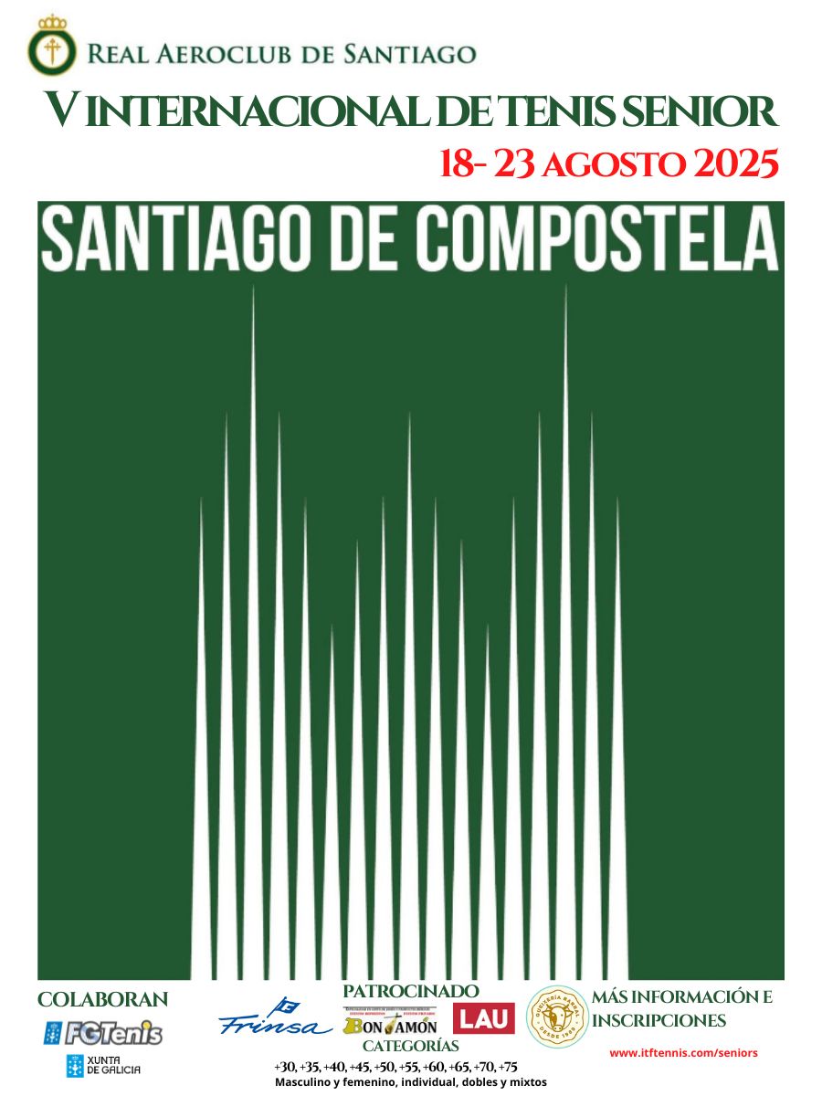 Cartel del V INTERNACIONAL DE TENIS SENIOR SANTIAGO DE COMPOSTELA