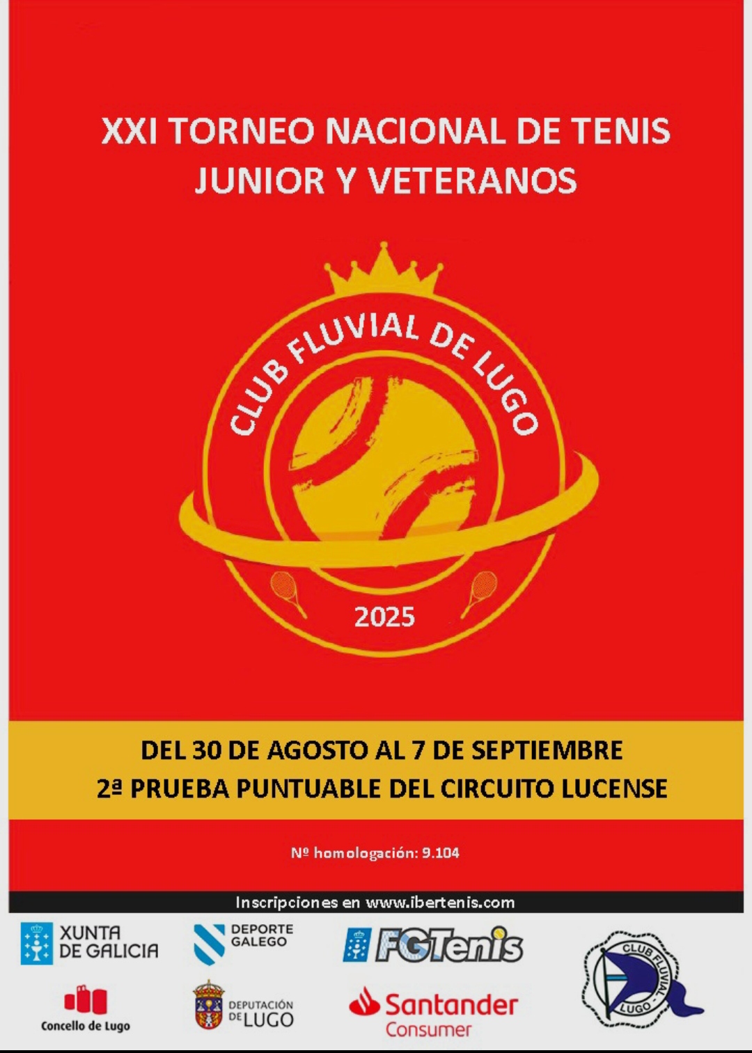 cartel XXI TORNEO NACIONAL FLUVIAL DE LUGO  JUNIORS Y VETERANOS