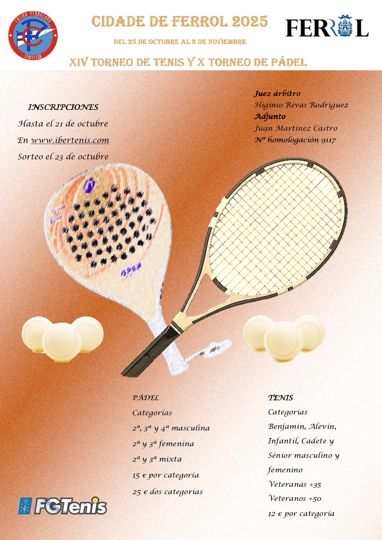 Cartel del Torneo de Padel Cidade de Ferrol 2025
