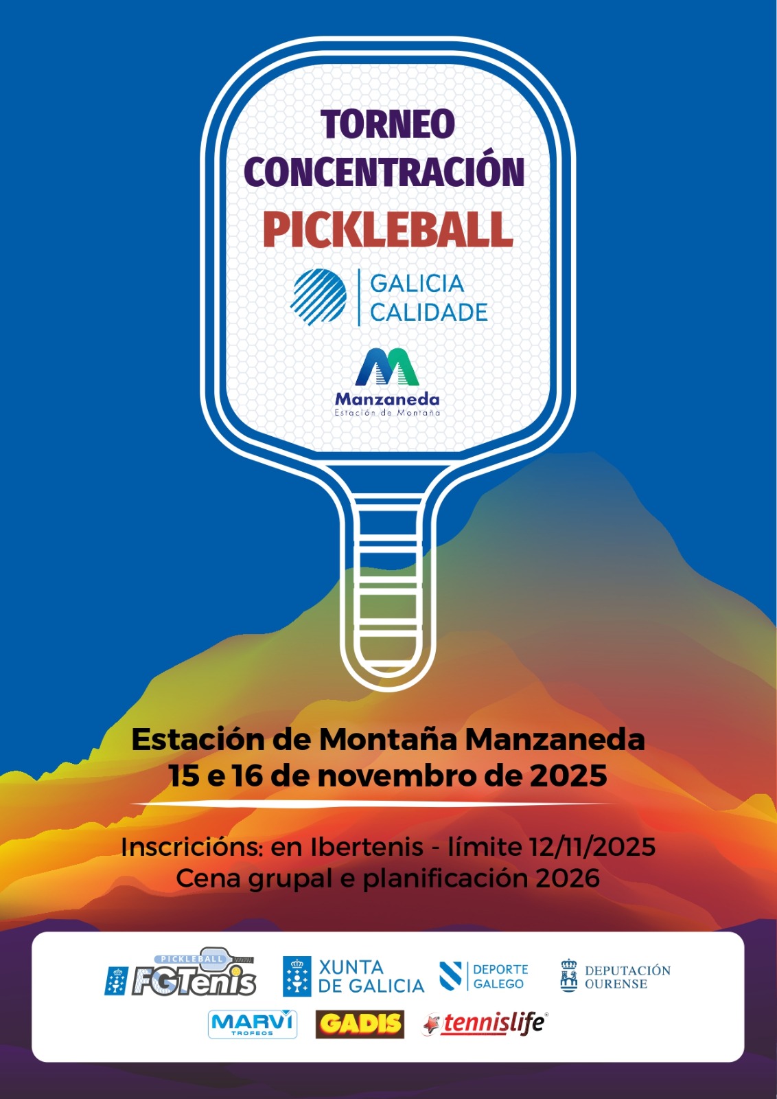 Cartel del TORNEO CONCENTRACIÓN PICKLEBALL GALICIA CALIDADE