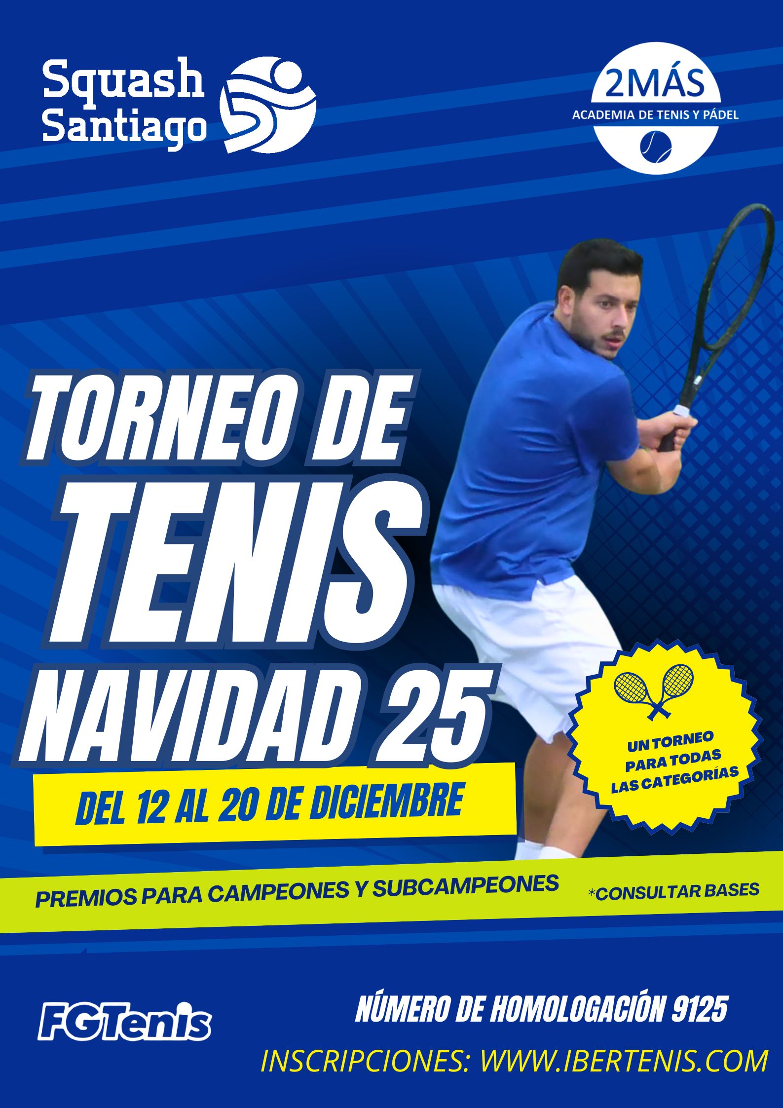 cartel TORNEO DE NAVIDAD 2MÁS SQUASH SANTIAGO