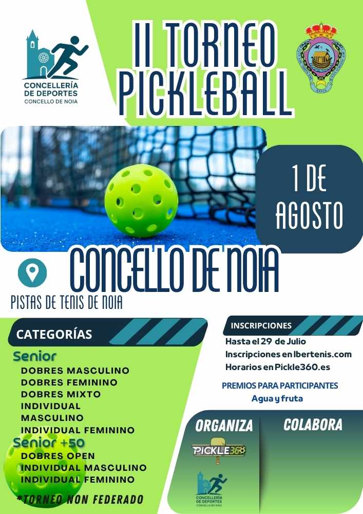 cartel II TORNEO DE PICKLEBALL CONCELLO DE NOIA