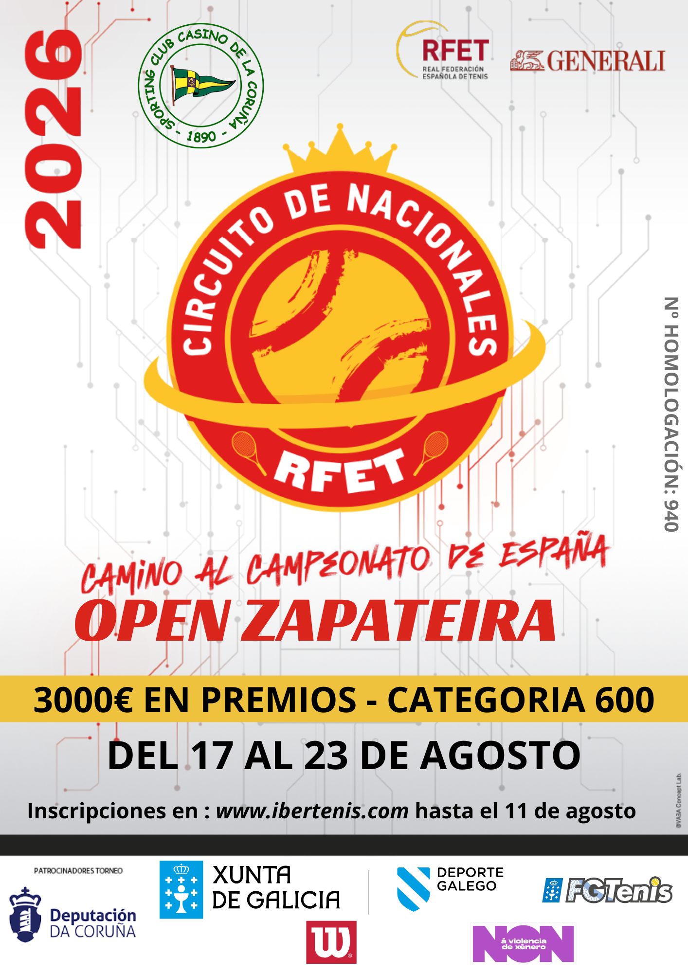 cartel OPEN ZAPATEIRA TENIS 2026