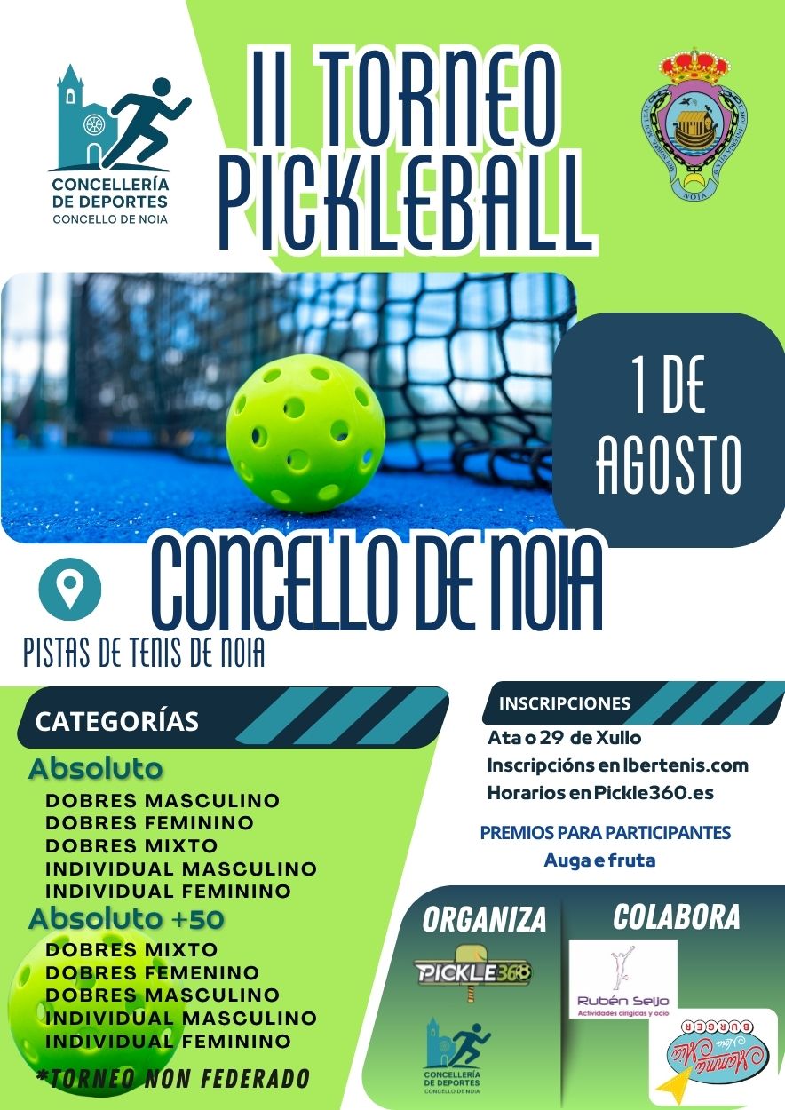 cartel II TORNEO DE PICKLEBALL CONCELLO DE NOIA