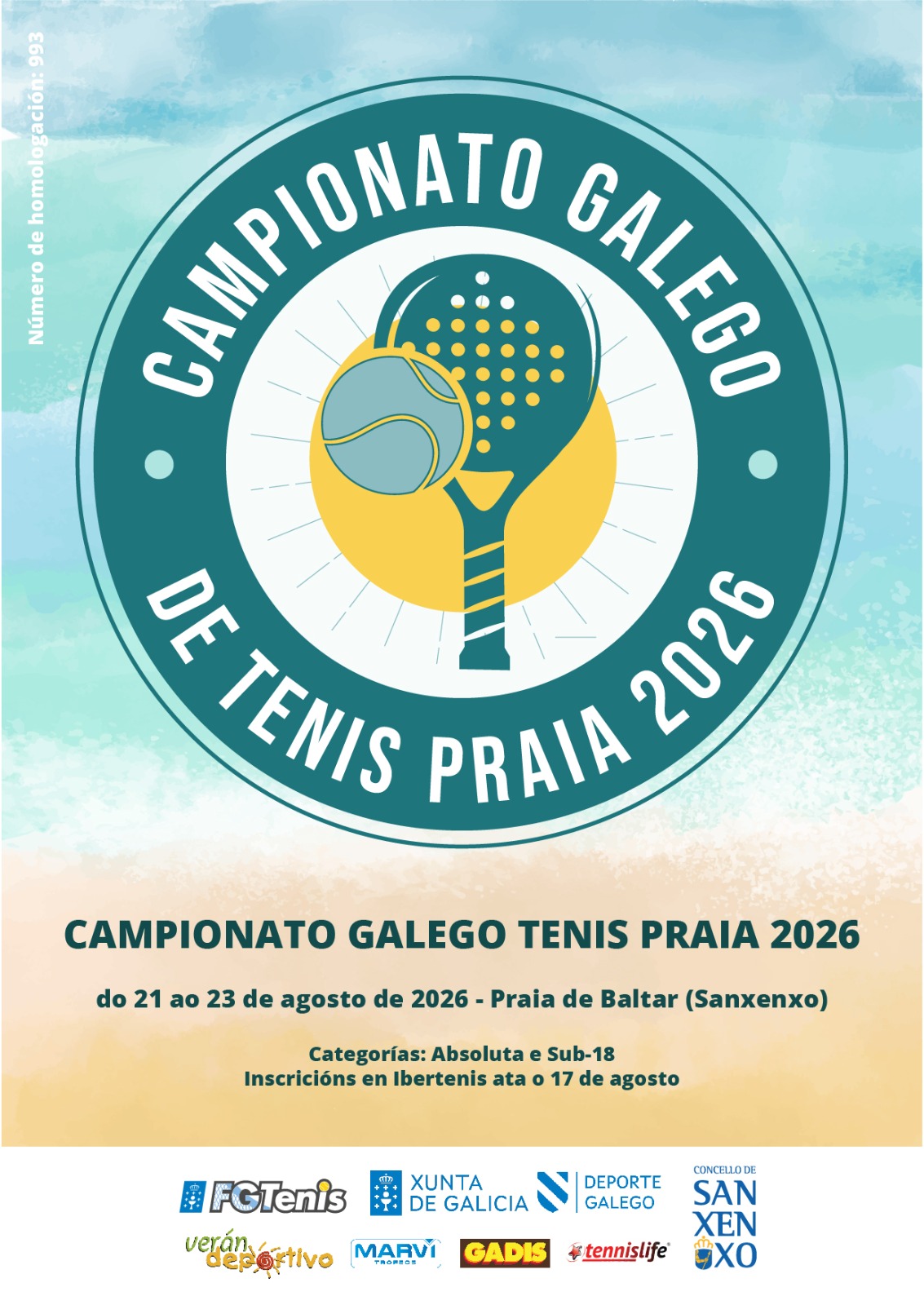 cartel Campeonato Gallego de Tenis Playa 2026