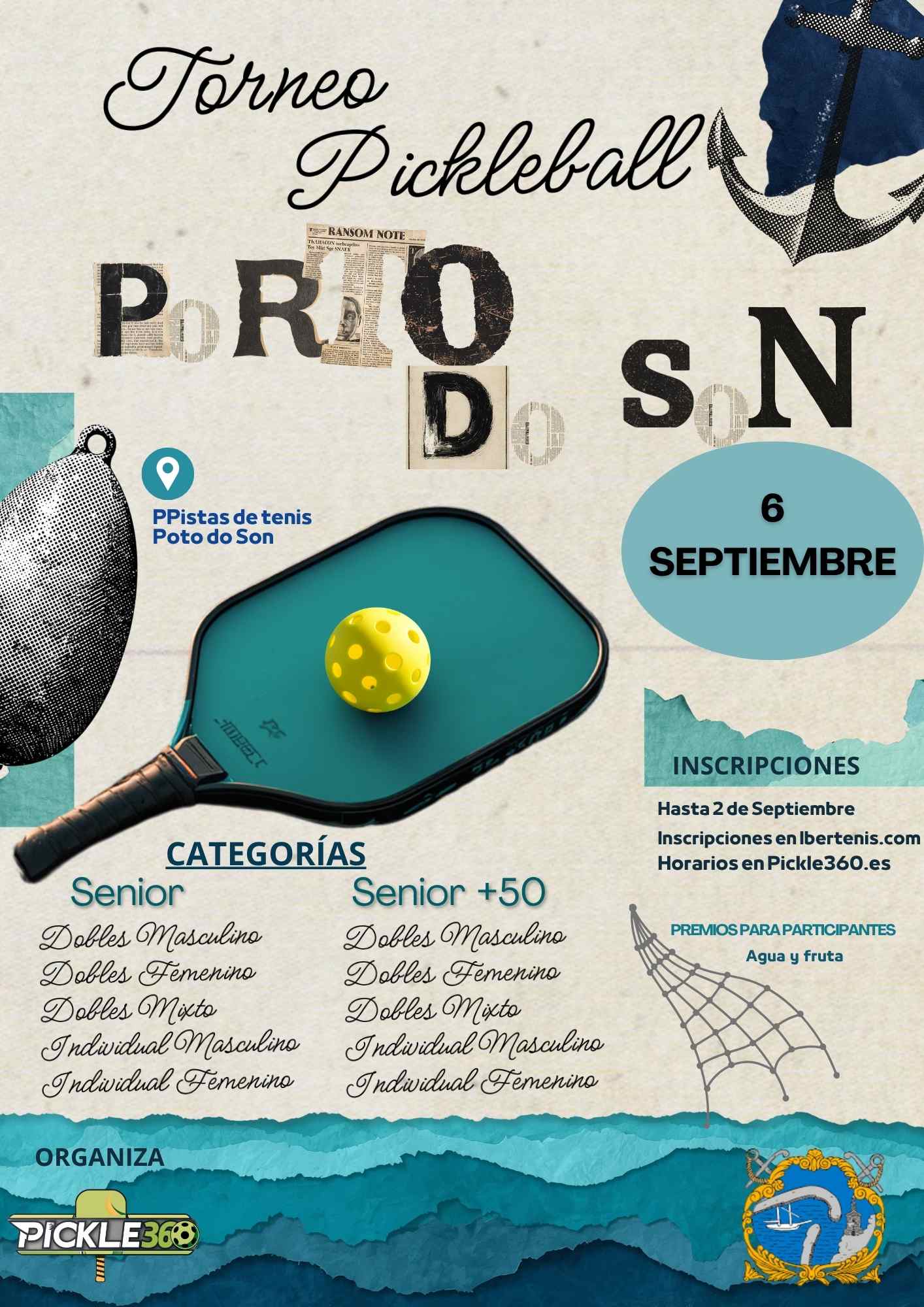 cartel II TORNEO DE PICKLEBALL CONCELLO DE PORTO DO SON